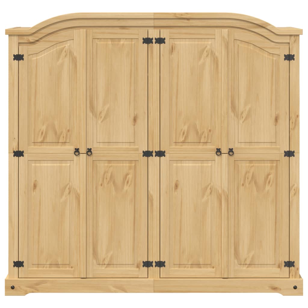 Wardrobe Corona 194X52X186 Cm Solid Wood Pine white brown engineered wood metal