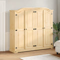 Wardrobe Corona 194X52X186 Cm Solid Wood Pine white brown engineered wood metal