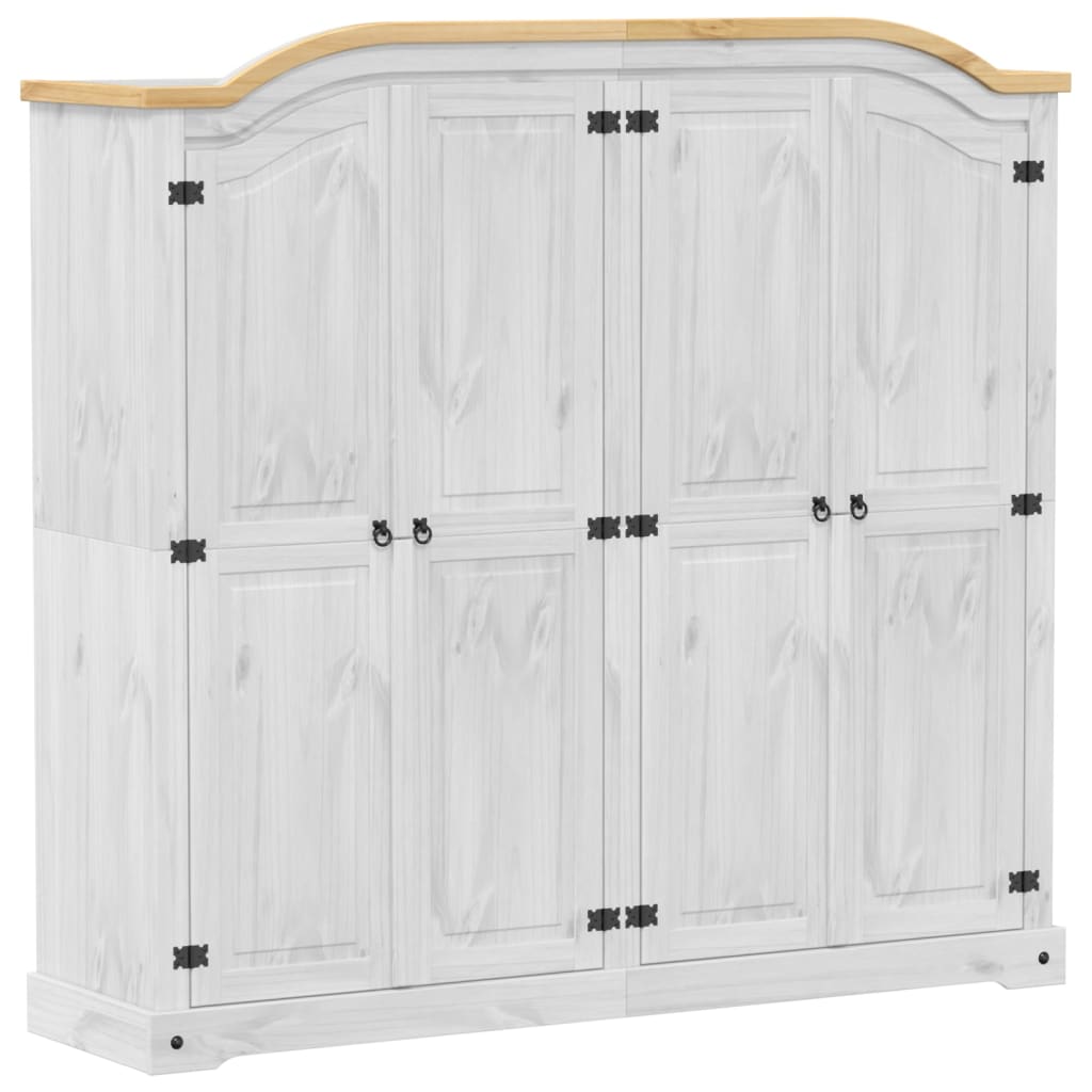 Wardrobe Corona 194X52X186 Cm Solid Wood Pine white brown engineered wood metal
