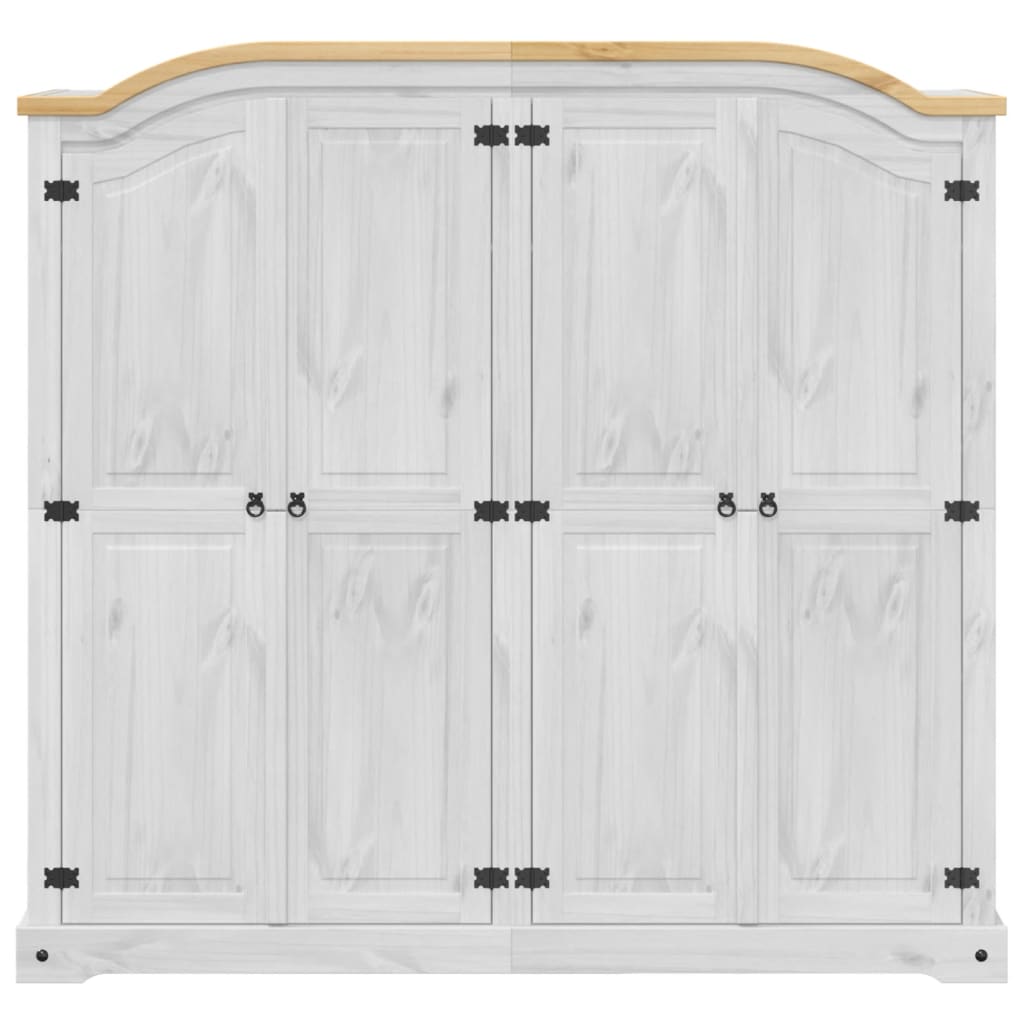 Wardrobe Corona 194X52X186 Cm Solid Wood Pine white brown engineered wood metal