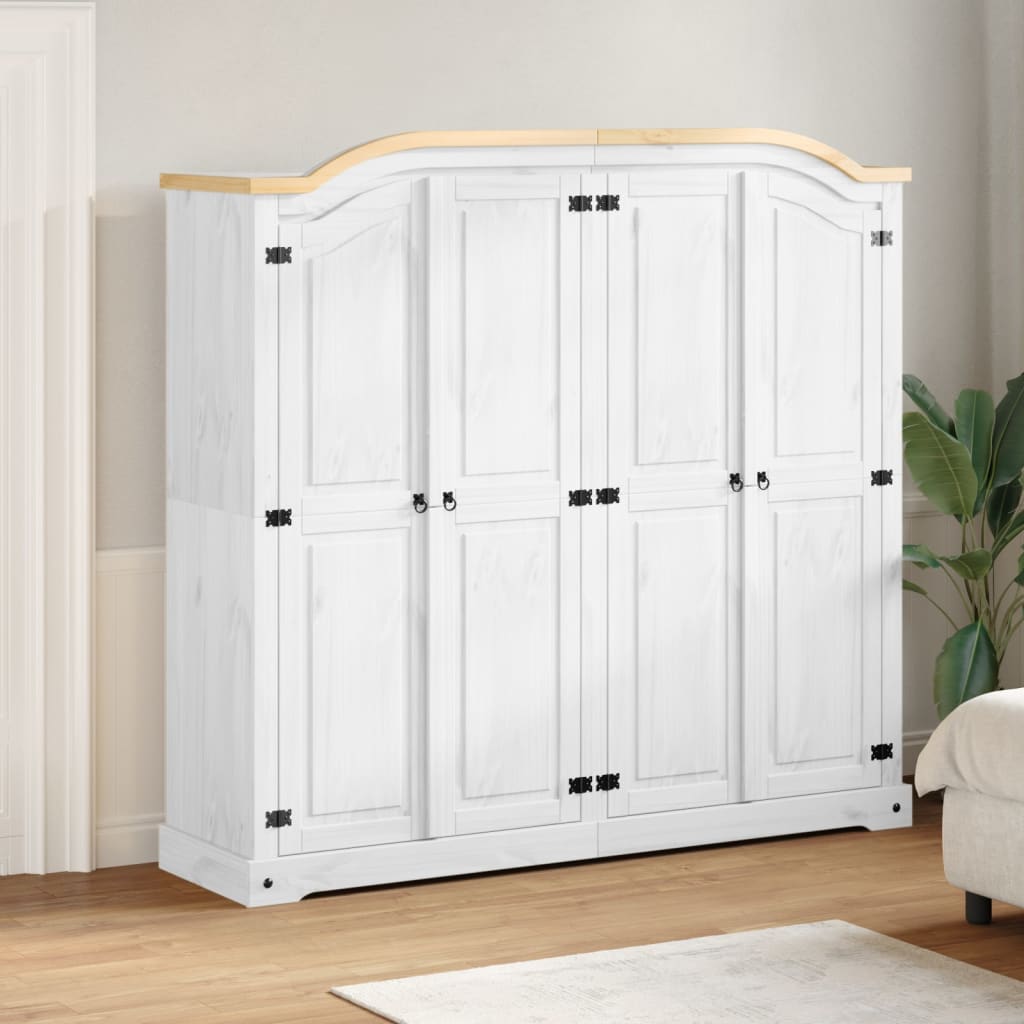 Wardrobe Corona 194X52X186 Cm Solid Wood Pine white brown engineered wood metal