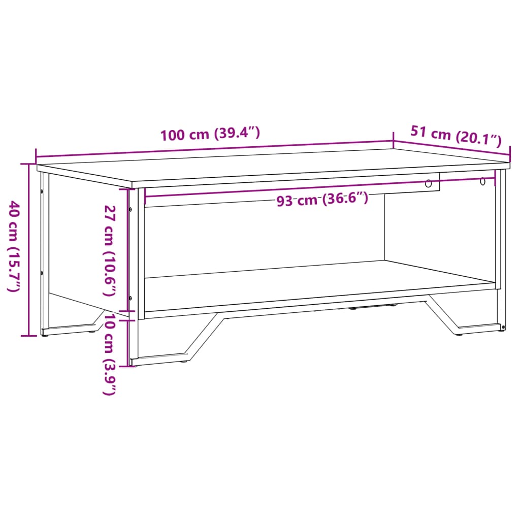 Coffee Table 100X51X40 Cm Engineered Wood