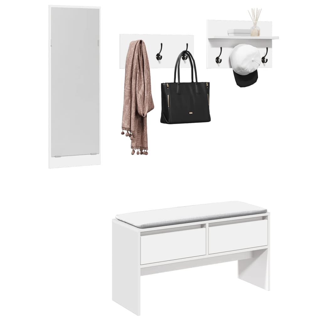 Storage & Entryway Benches 4 Piece Hallway Furniture Set Coat Rack Shoe Engineer