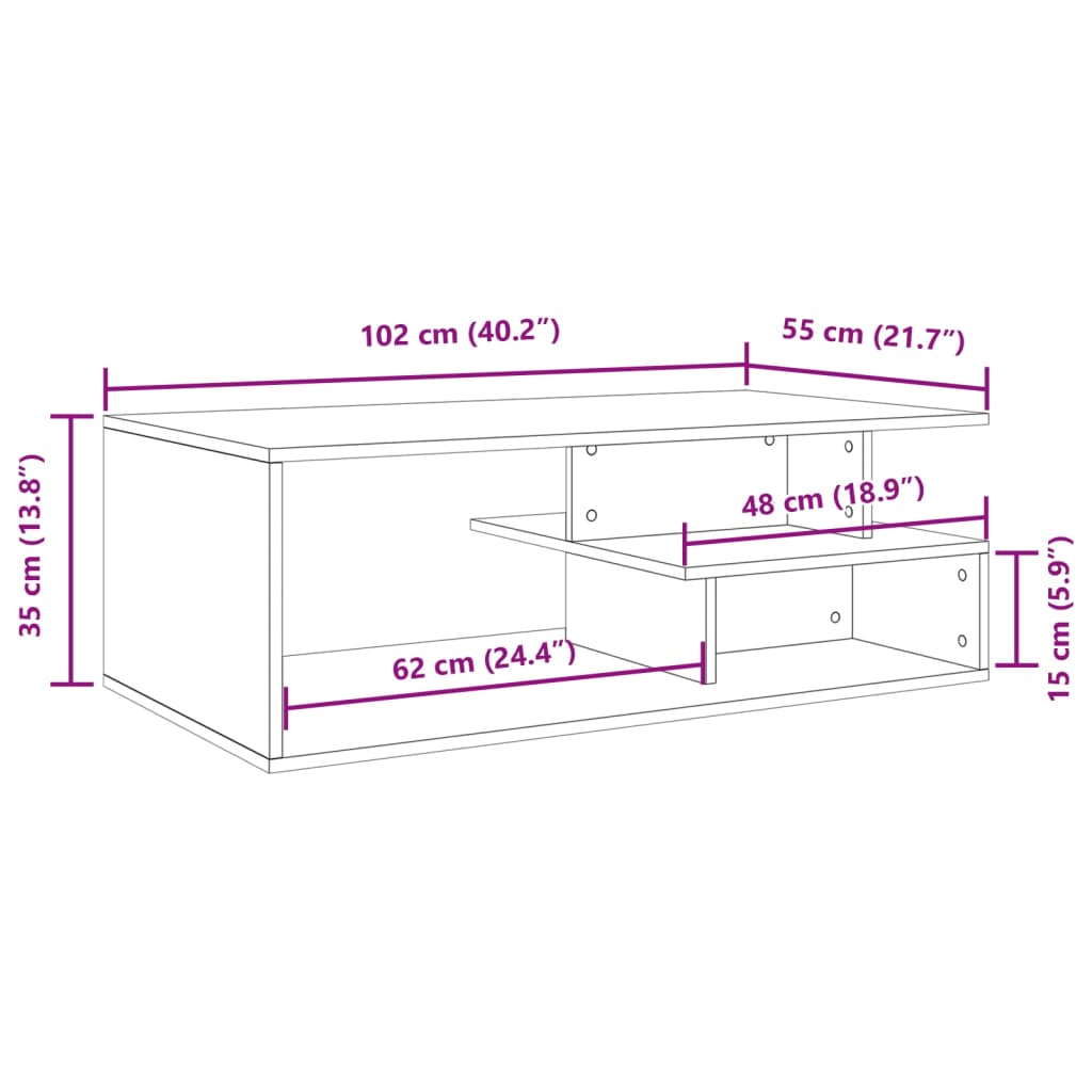 Coffee Table 102X55X35 Cm Engineered Wood