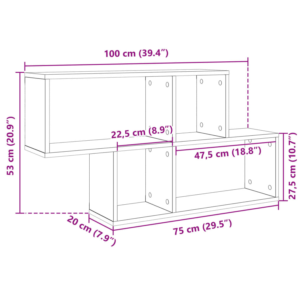 Wall Shelf 100X20X53 Cm Engineered Wood