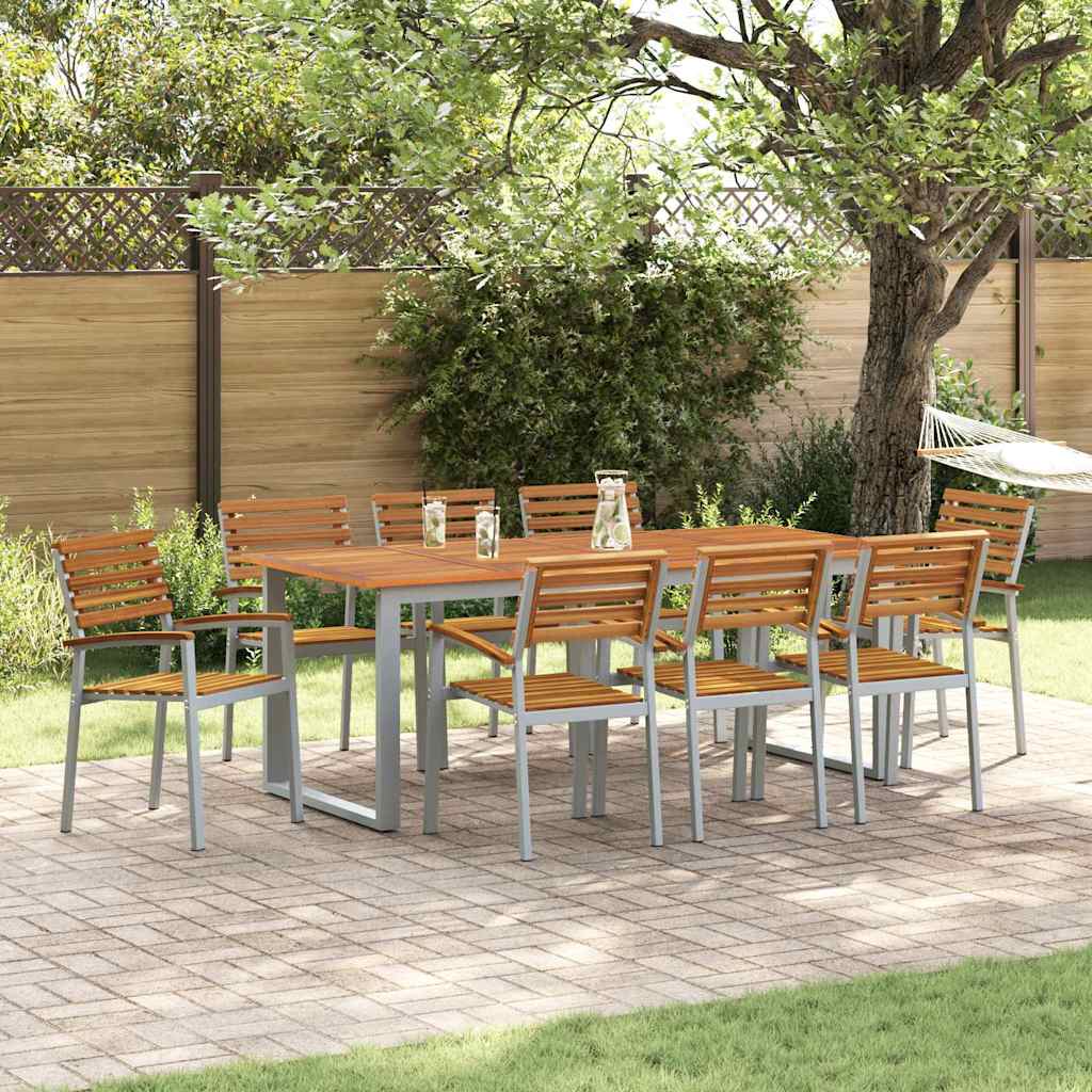 Garden Dining Set 9 Pcs Solid Acacia Wood
