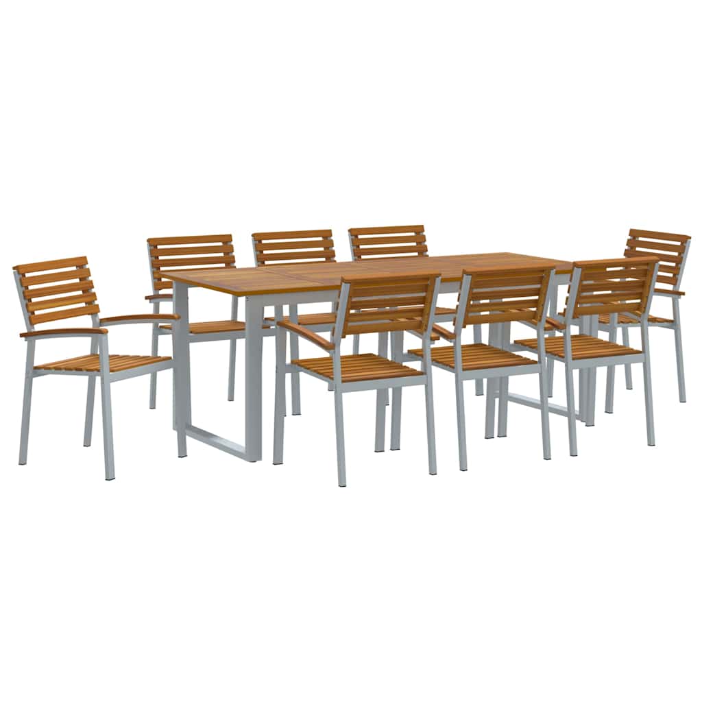 Garden Dining Set 9 Pcs Solid Acacia Wood