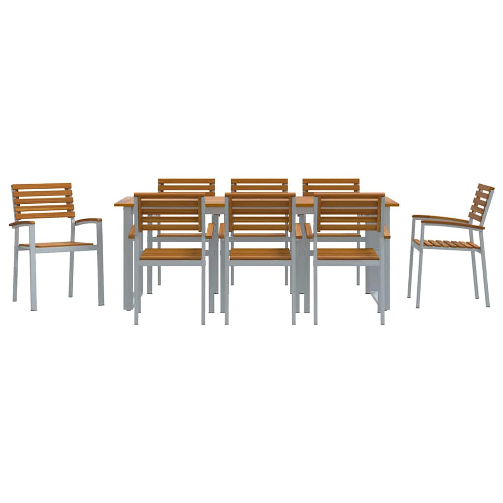 Garden Dining Set 9 Pcs Solid Acacia Wood