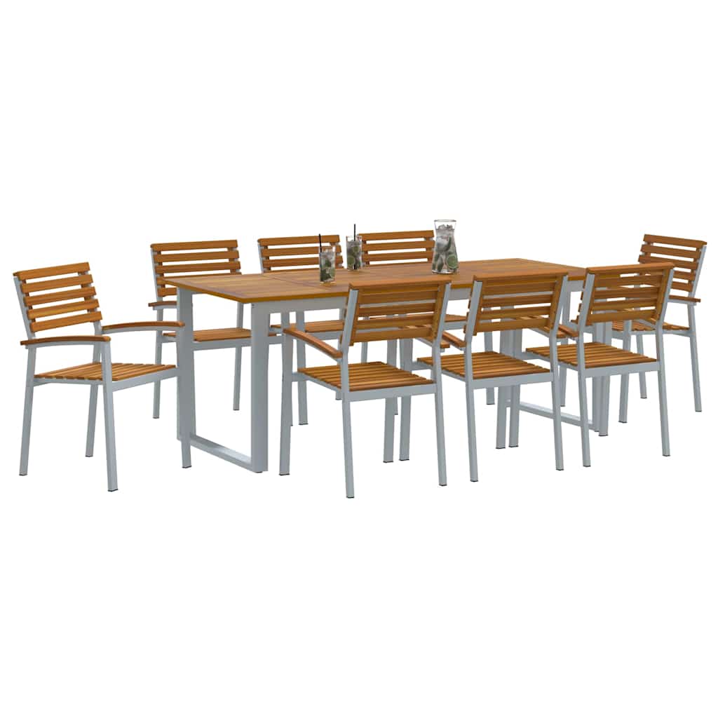 Garden Dining Set 9 Pcs Solid Acacia Wood