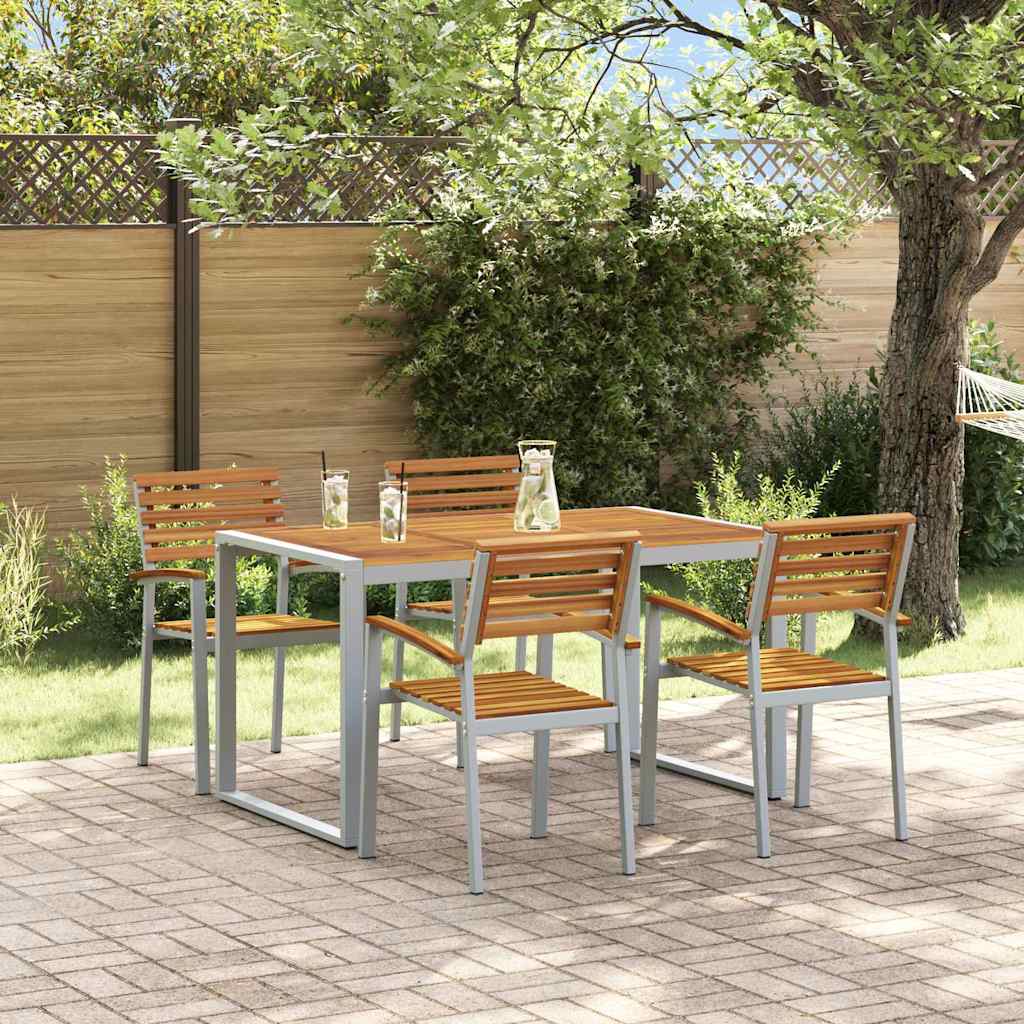 Garden Dining Set 5 Pcs Solid Acacia Wood