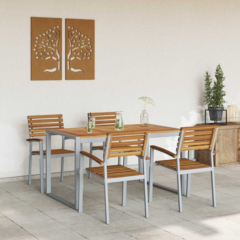 Garden Dining Set 5 Pcs Solid Acacia Wood