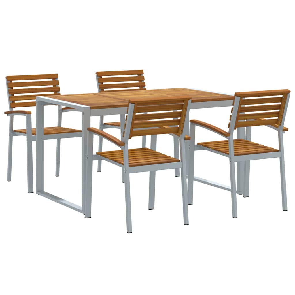 Garden Dining Set 5 Pcs Solid Acacia Wood