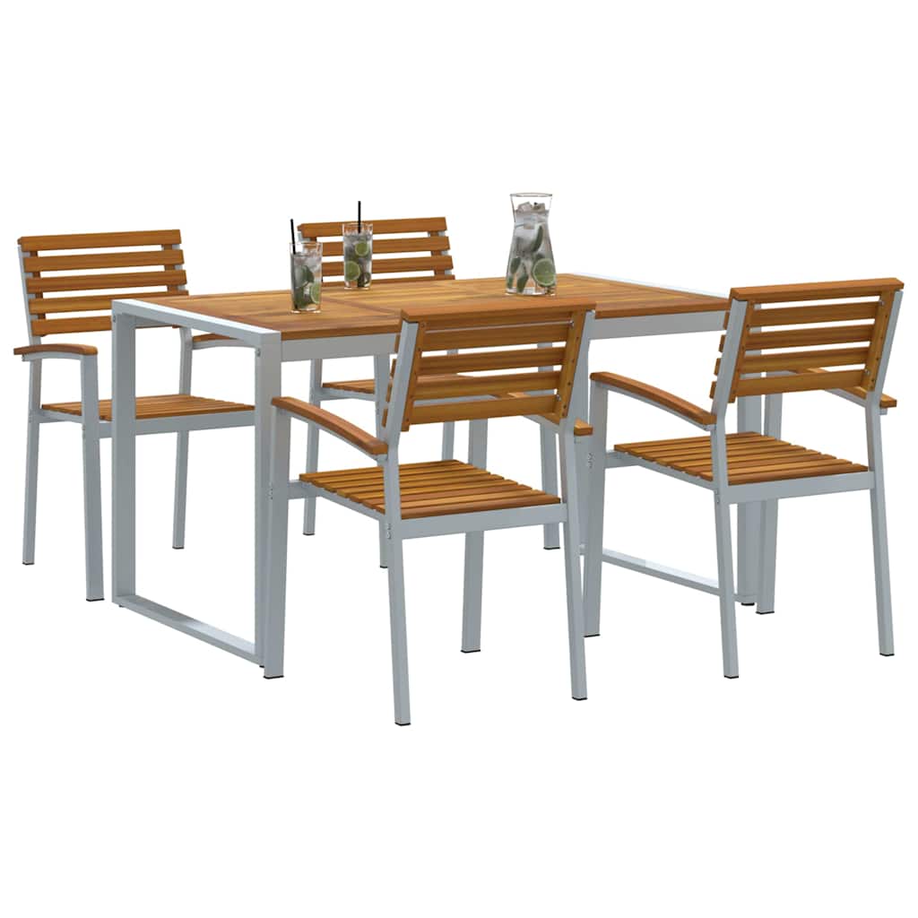 Garden Dining Set 5 Pcs Solid Acacia Wood
