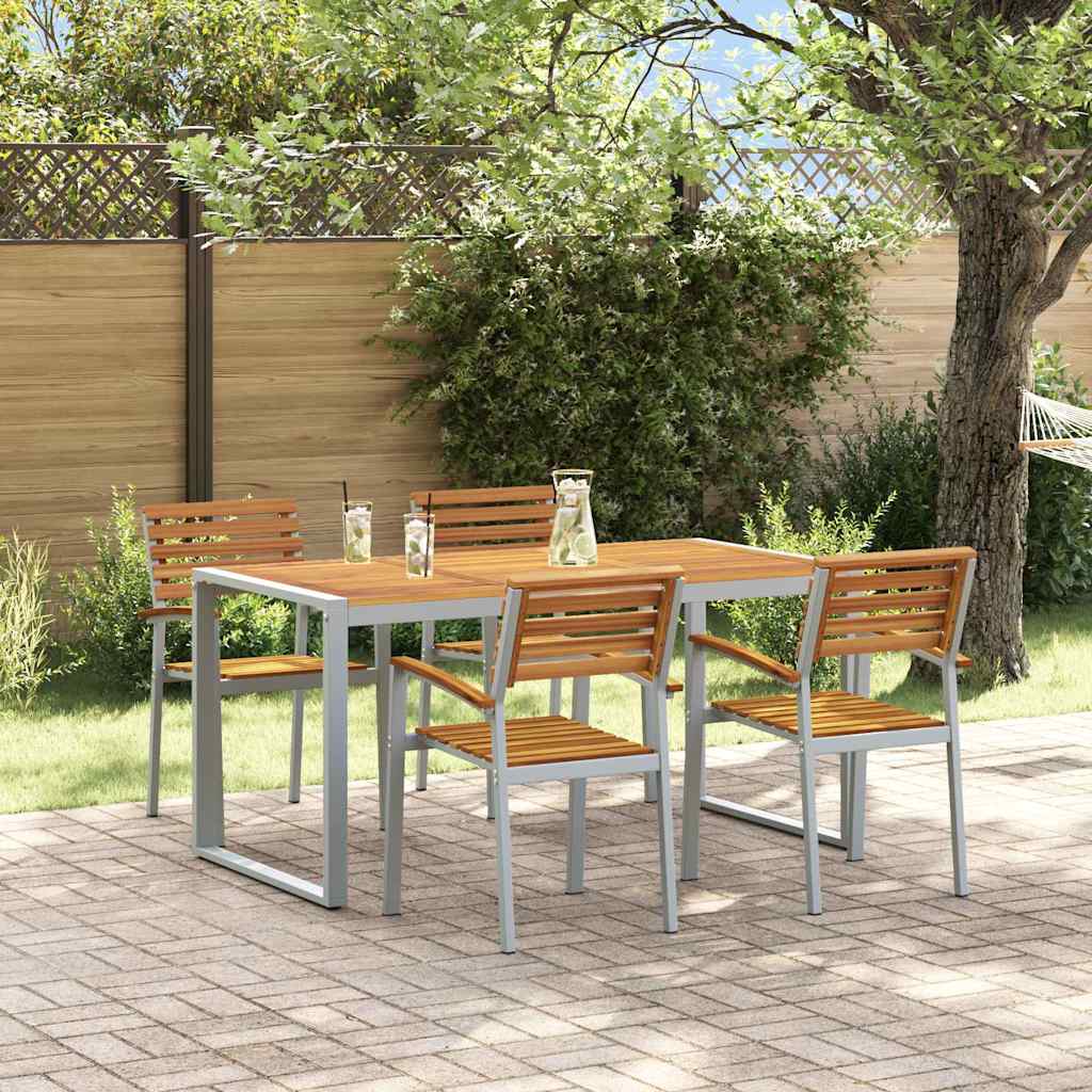 Garden Dining Set 5 Pcs Solid Acacia Wood
