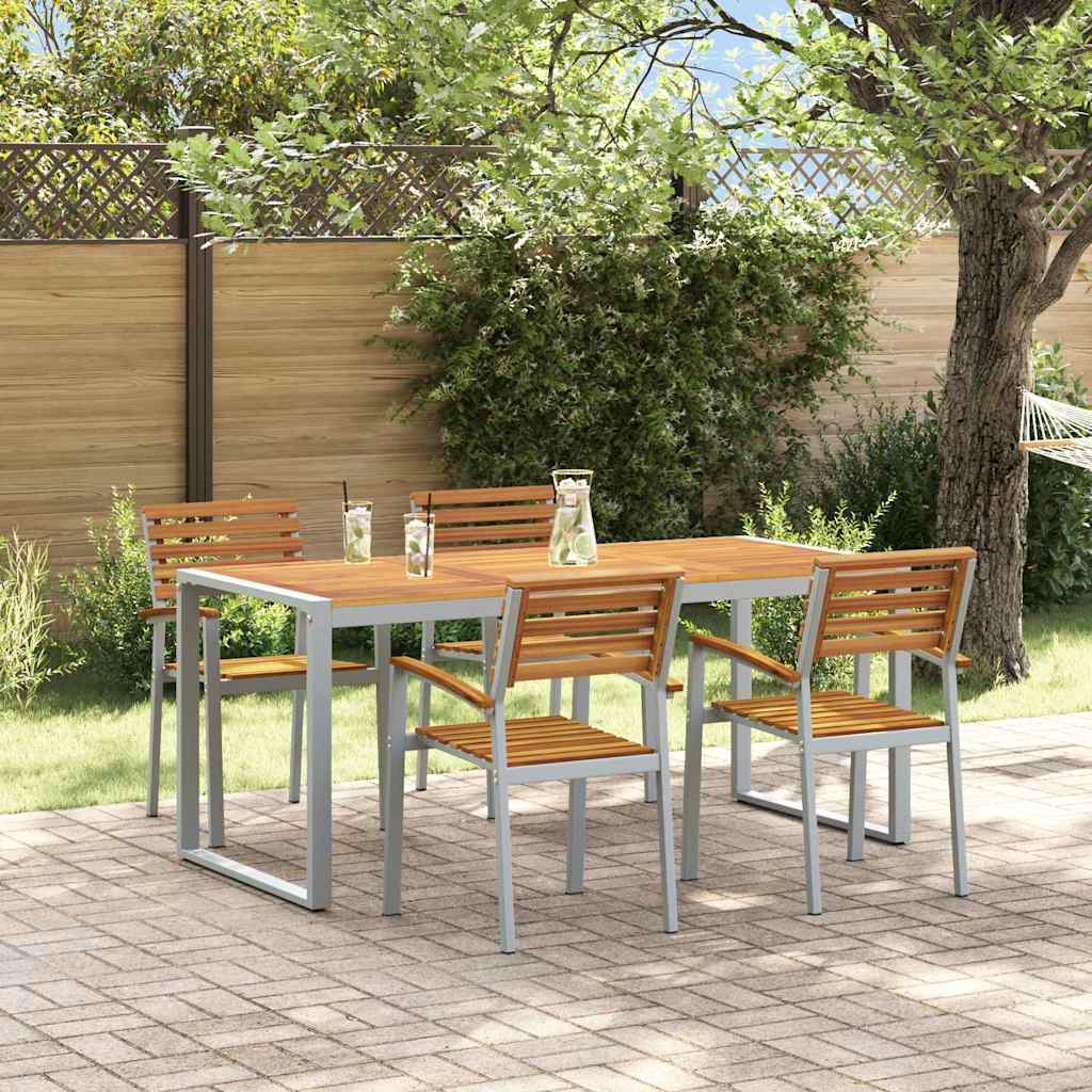 Garden Dining Set 5 Pcs Solid Acacia Wood