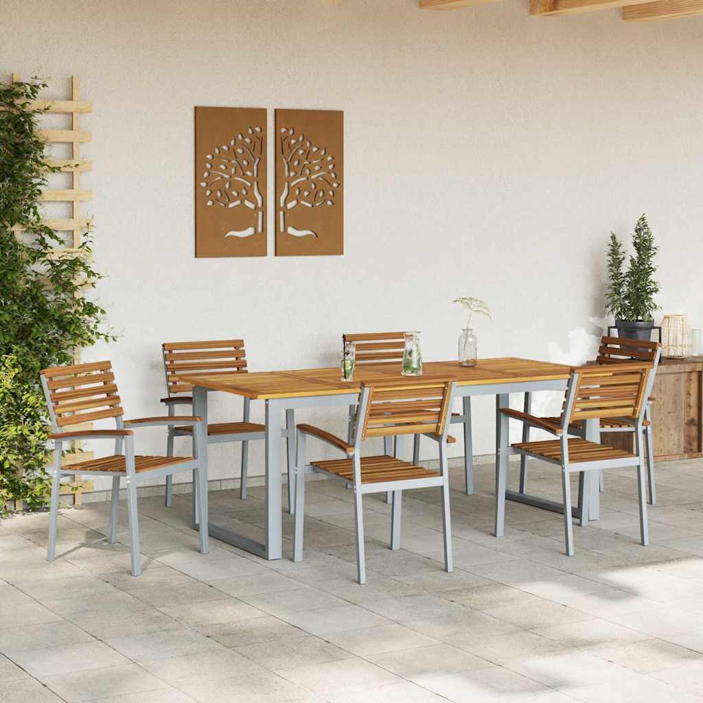 Outdoor Chair Garden 6 Pcs Brown 56 X 57 87 Cm Solid Acacia Wood 56 X 57 X 87 Cm
