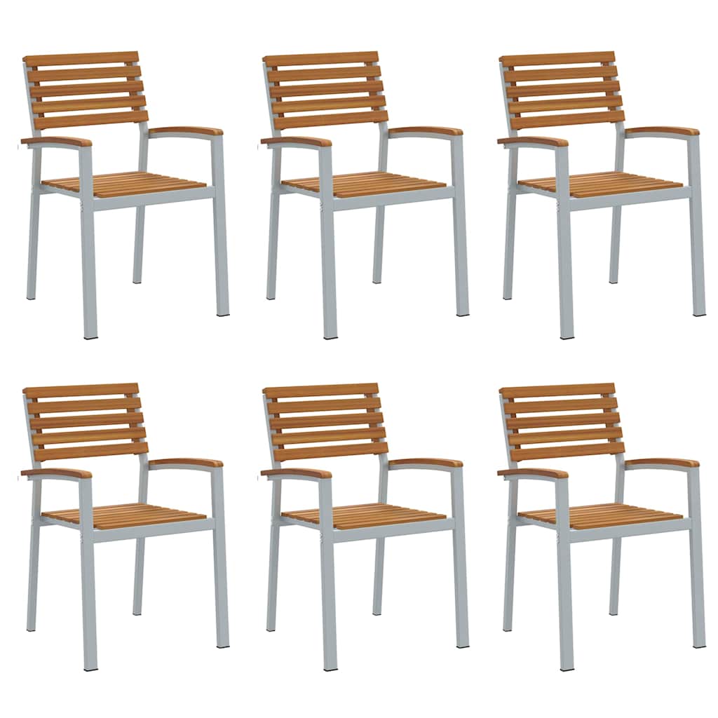 Outdoor Chair Garden 6 Pcs Brown 56 X 57 87 Cm Solid Acacia Wood 56 X 57 X 87 Cm