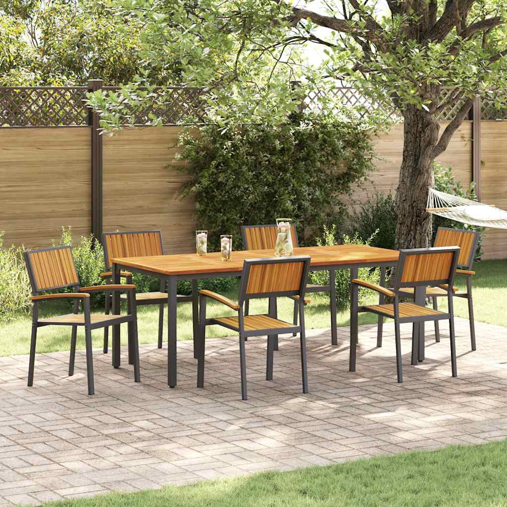 Stacking Chair 6 Pcs Brown 56 X 57 X 87 Cm Solid Acacia Wood