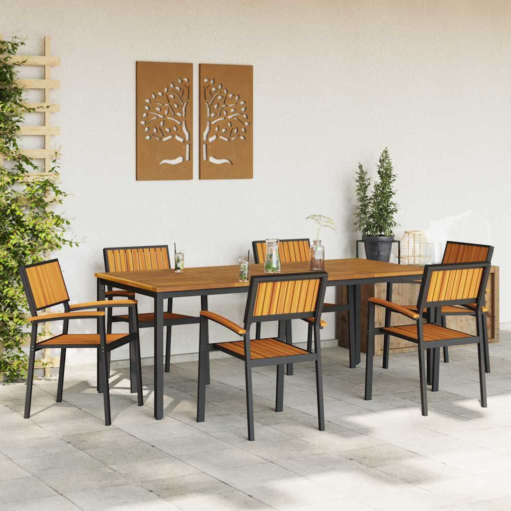 Stacking Chair 6 Pcs Brown 56 X 57 X 87 Cm Solid Acacia Wood