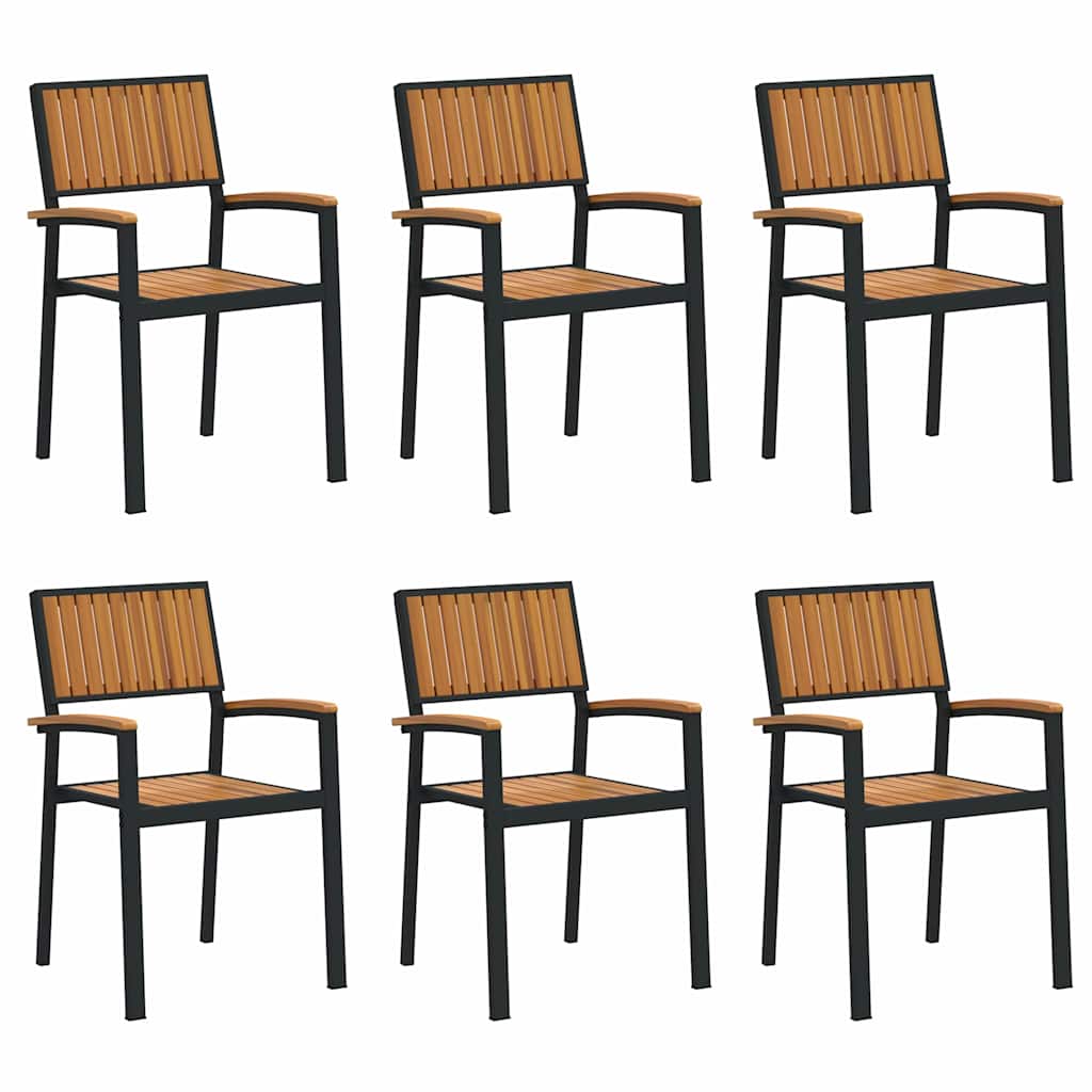 Stacking Chair 6 Pcs Brown 56 X 57 X 87 Cm Solid Acacia Wood
