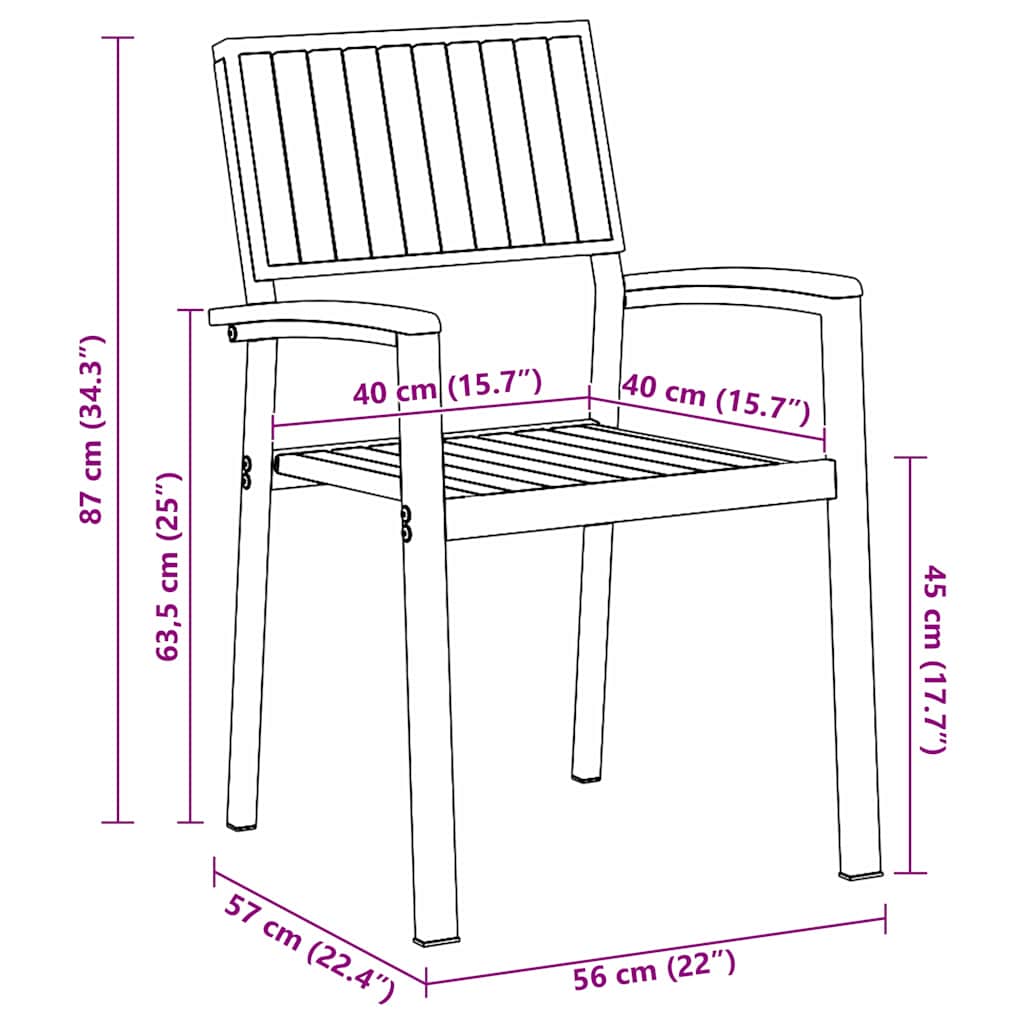 Stacking Chair 6 Pcs Brown 56 X 57 X 87 Cm Solid Acacia Wood