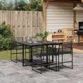 9 Piece Garden Dining Set Black Poly Rattan