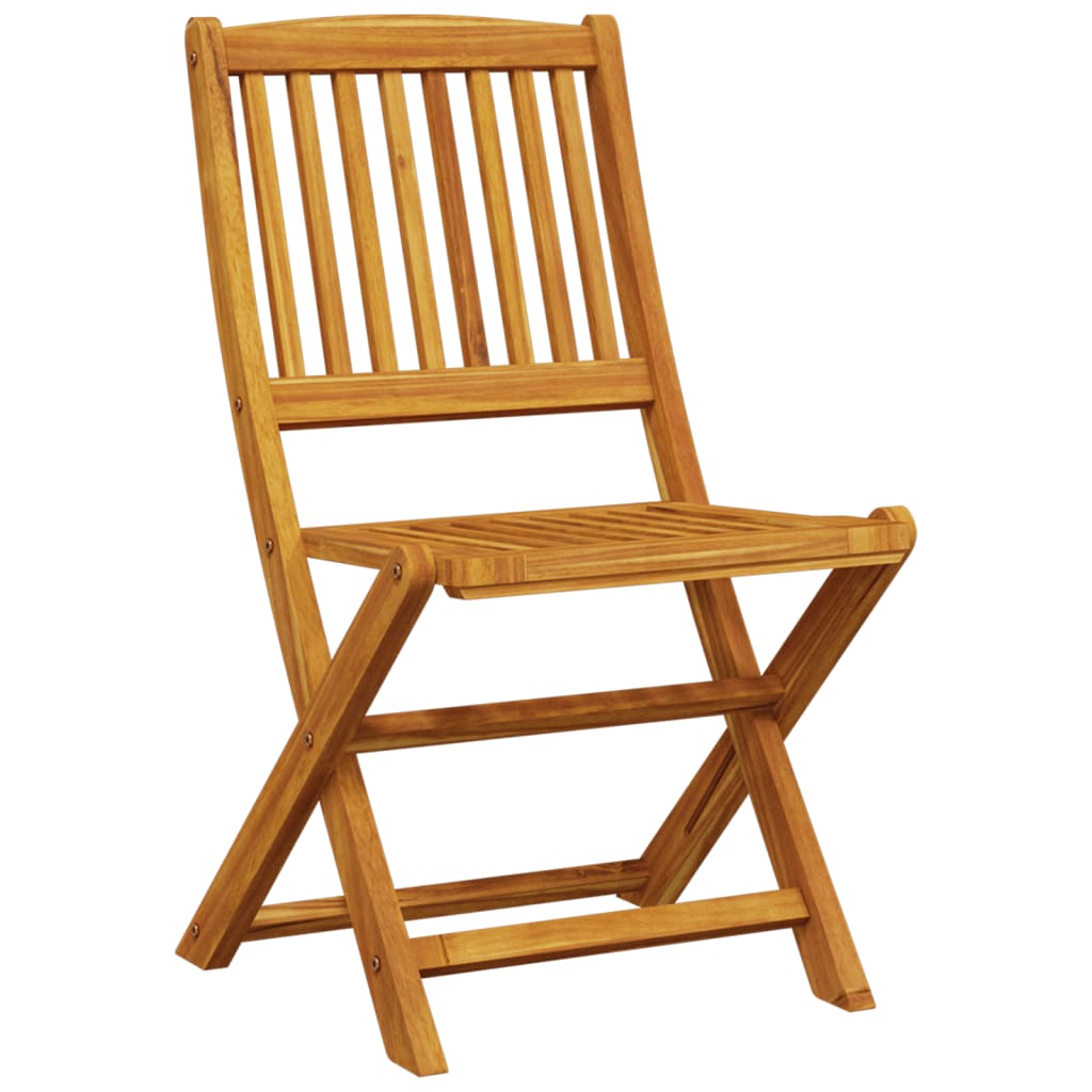 3 Piece Folding Bistro Set Solid Wood Acacia Without Armrests