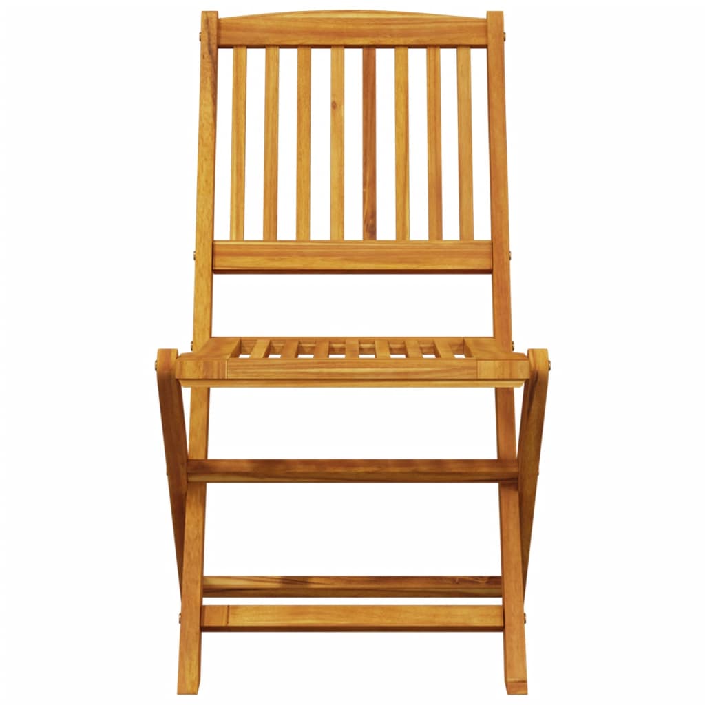 3 Piece Folding Bistro Set Solid Wood Acacia Without Armrests