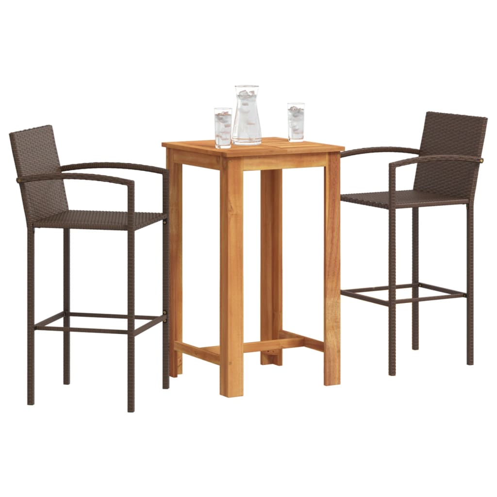5 Piece Garden Bar Set Solid Wood Acacia And Poly Rattan