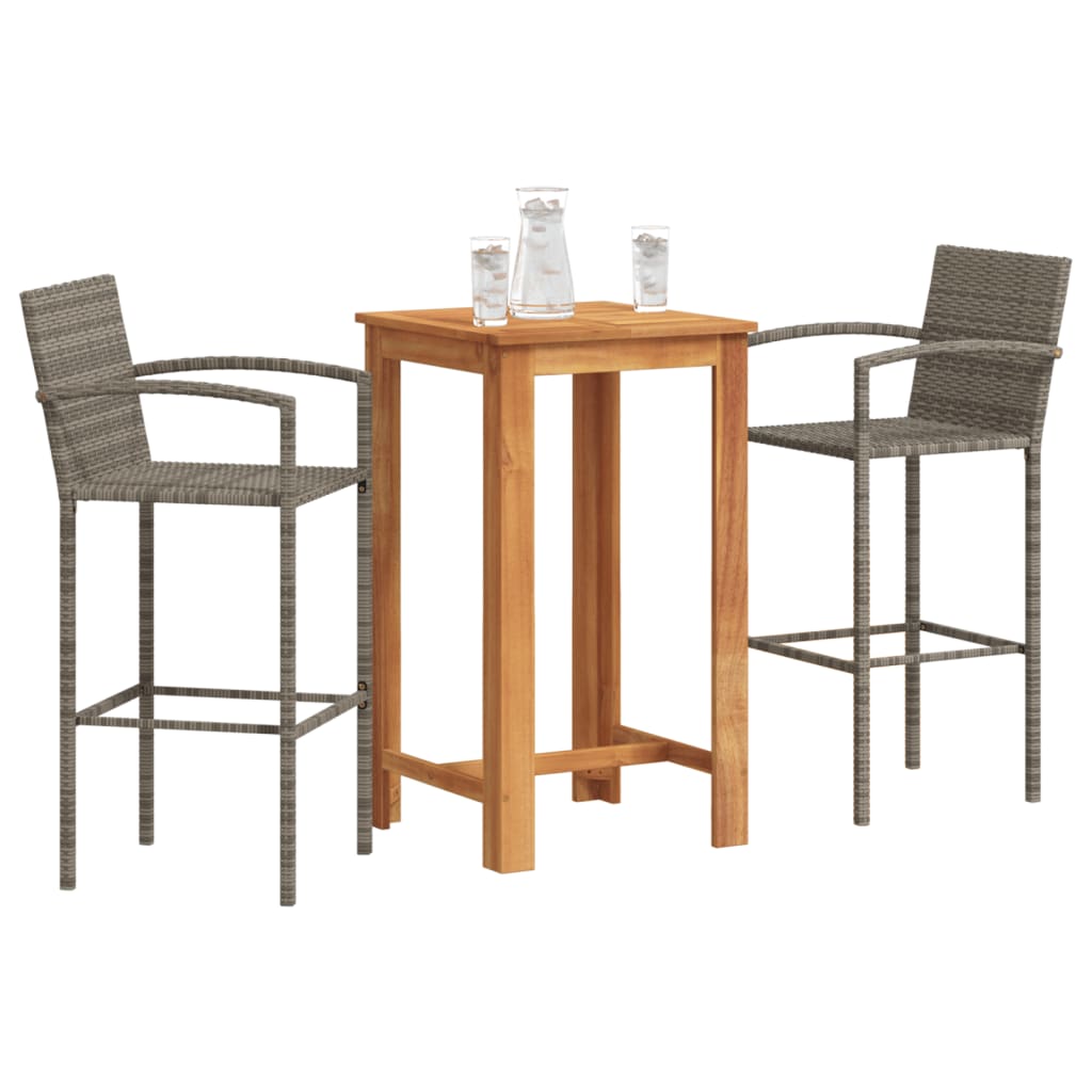 5 Piece Garden Bar Set Solid Wood Acacia And Poly Rattan