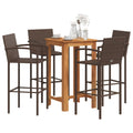 5 Piece Garden Bar Set Solid Wood Acacia And Poly Rattan