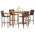 5 Piece Garden Bar Set Solid Wood Acacia And Poly Rattan