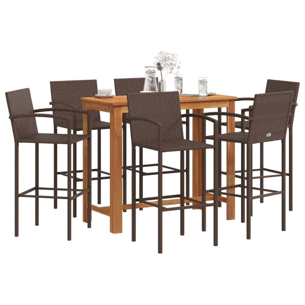 5 Piece Garden Bar Set Solid Wood Acacia And Poly Rattan