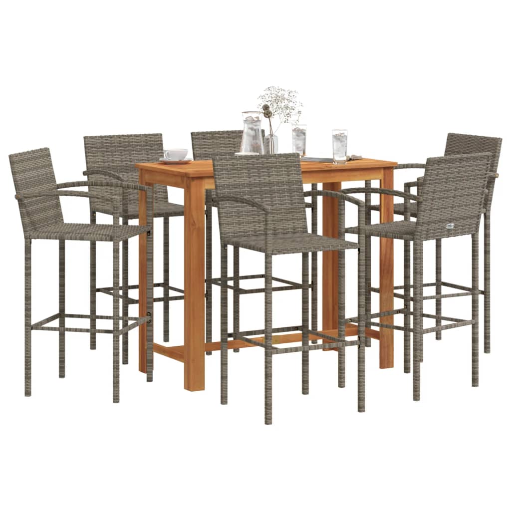 5 Piece Garden Bar Set Solid Wood Acacia And Poly Rattan