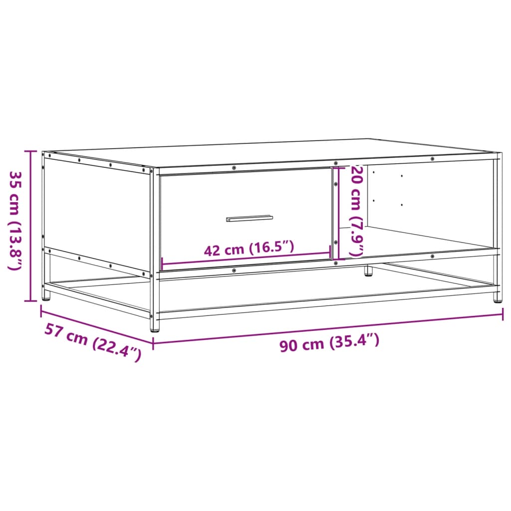 Coffee Table 90X57X35 Cm Engineered Wood And Metal
