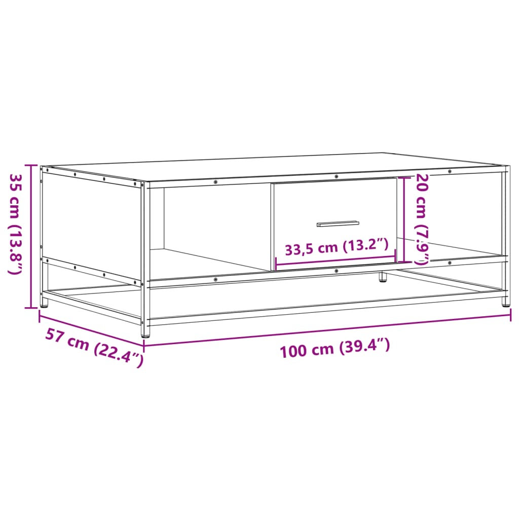 Coffee Table 100X57X35 Cm Engineered Wood And Metal