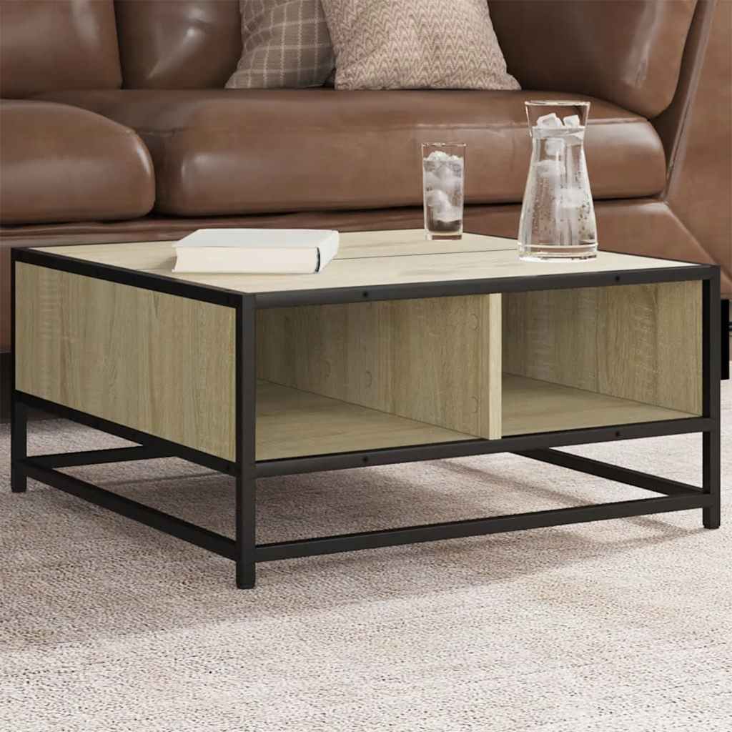 Coffee Table Smoked Oak Engineered Wood And Metal