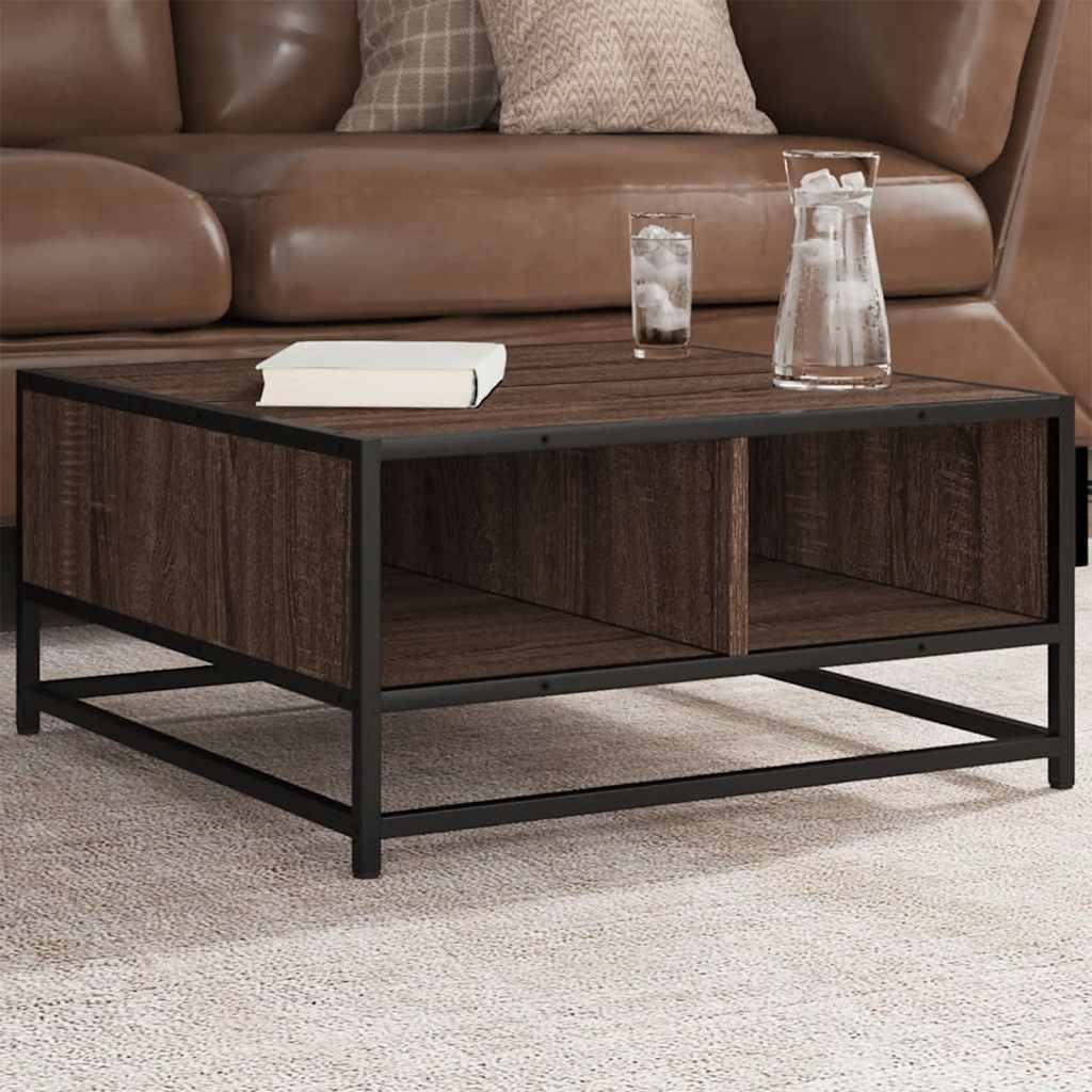 Coffee Table Smoked Oak Engineered Wood And Metal