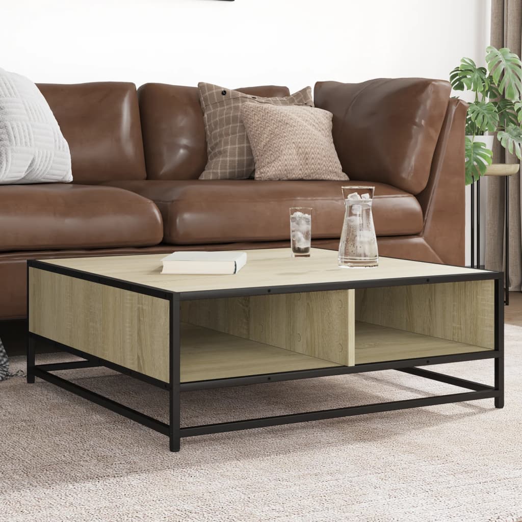 Coffee Table Smoked Oak Engineered Wood And Metal