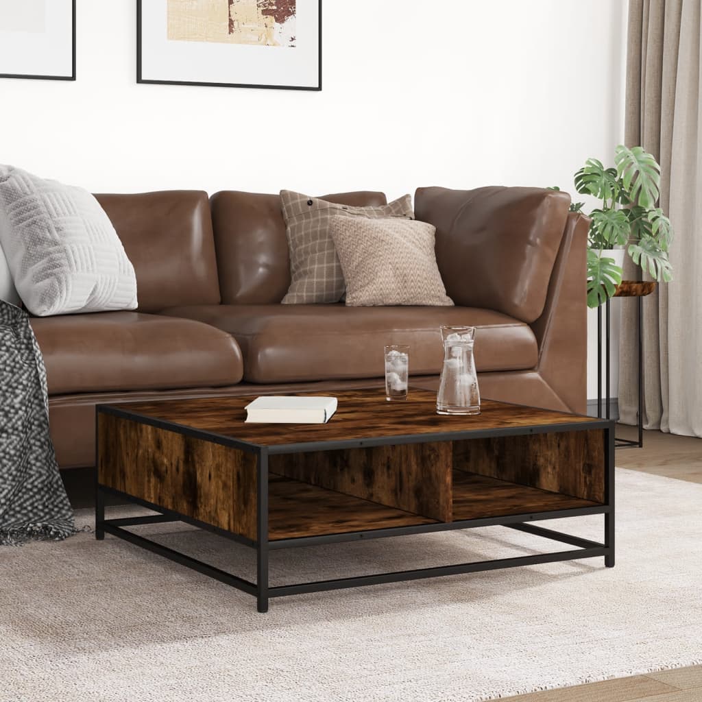 Coffee Table Smoked Oak Engineered Wood And Metal