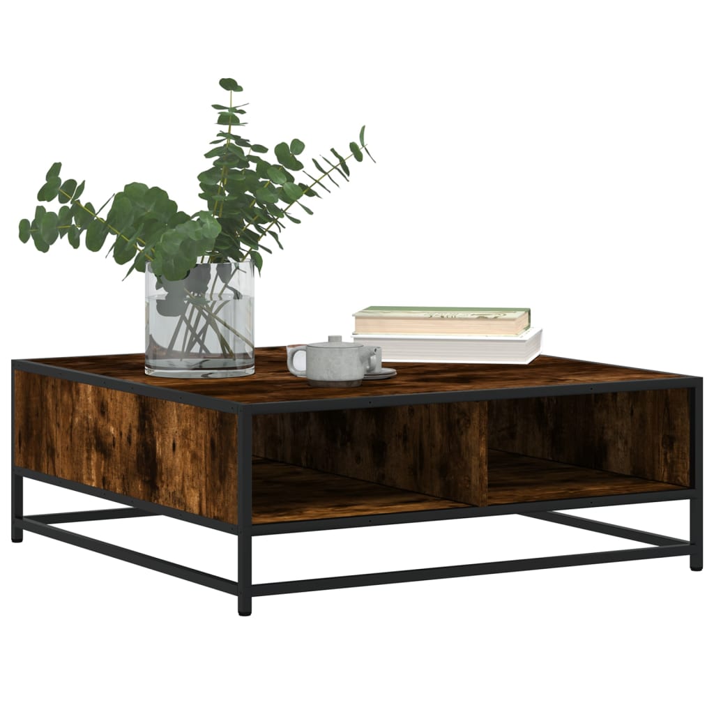 Coffee Table Smoked Oak Engineered Wood And Metal