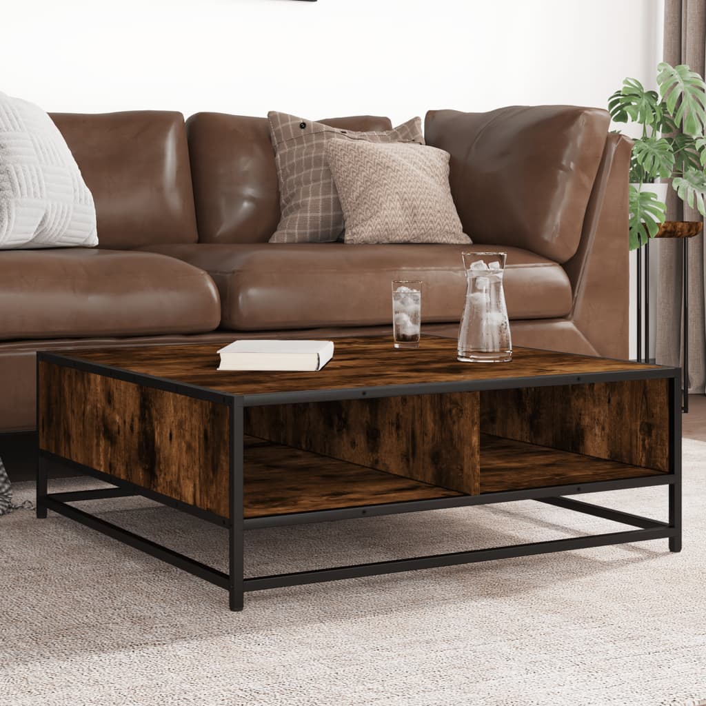 Coffee Table Smoked Oak Engineered Wood And Metal