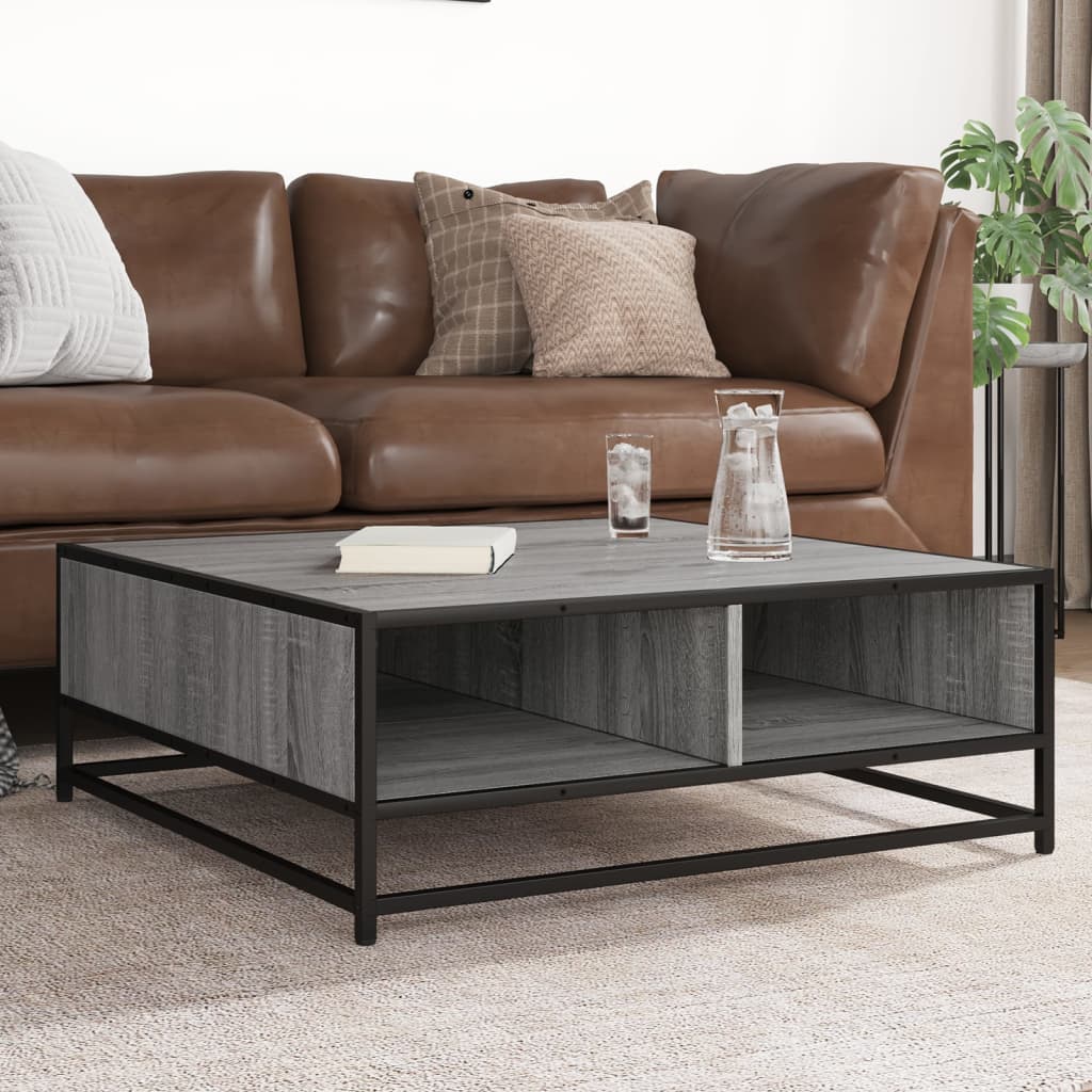 Coffee Table Smoked Oak Engineered Wood And Metal