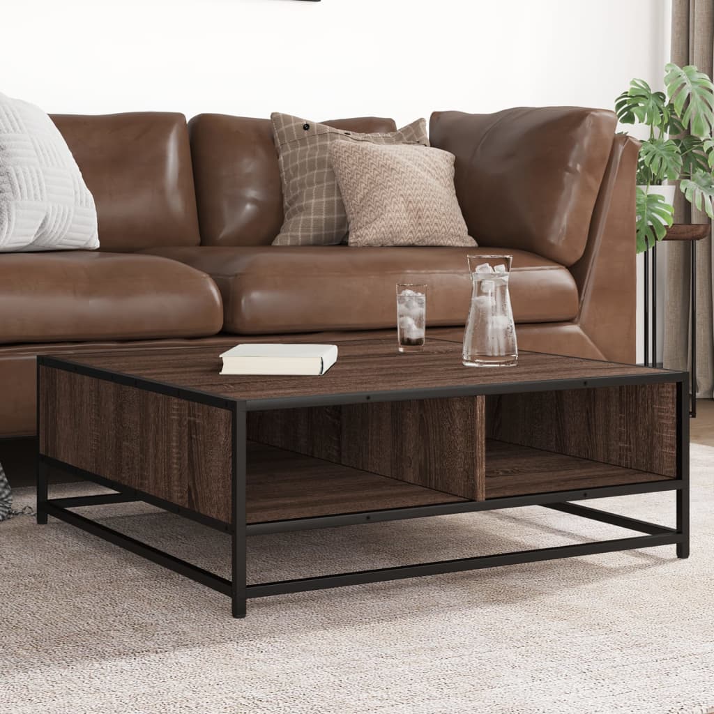 Coffee Table Smoked Oak Engineered Wood And Metal