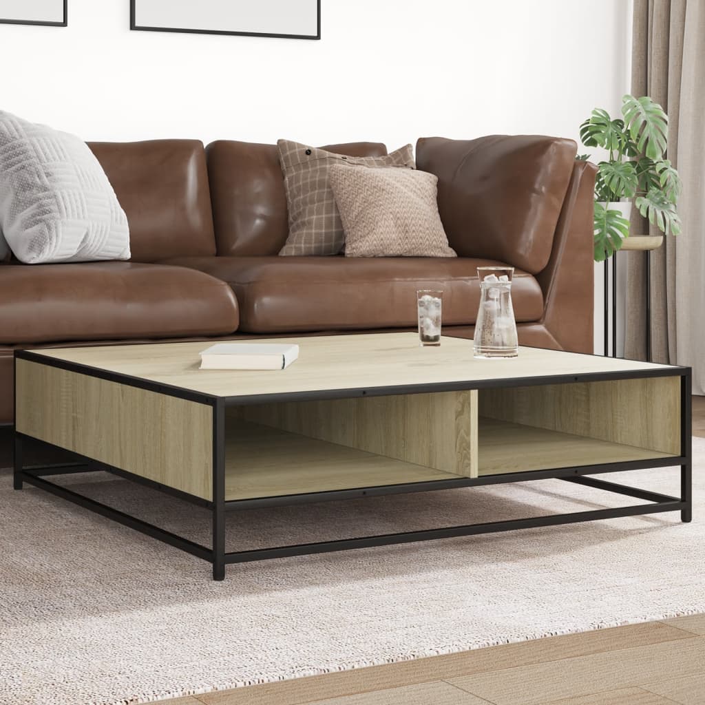 Coffee Table Smoked Oak Engineered Wood And Metal
