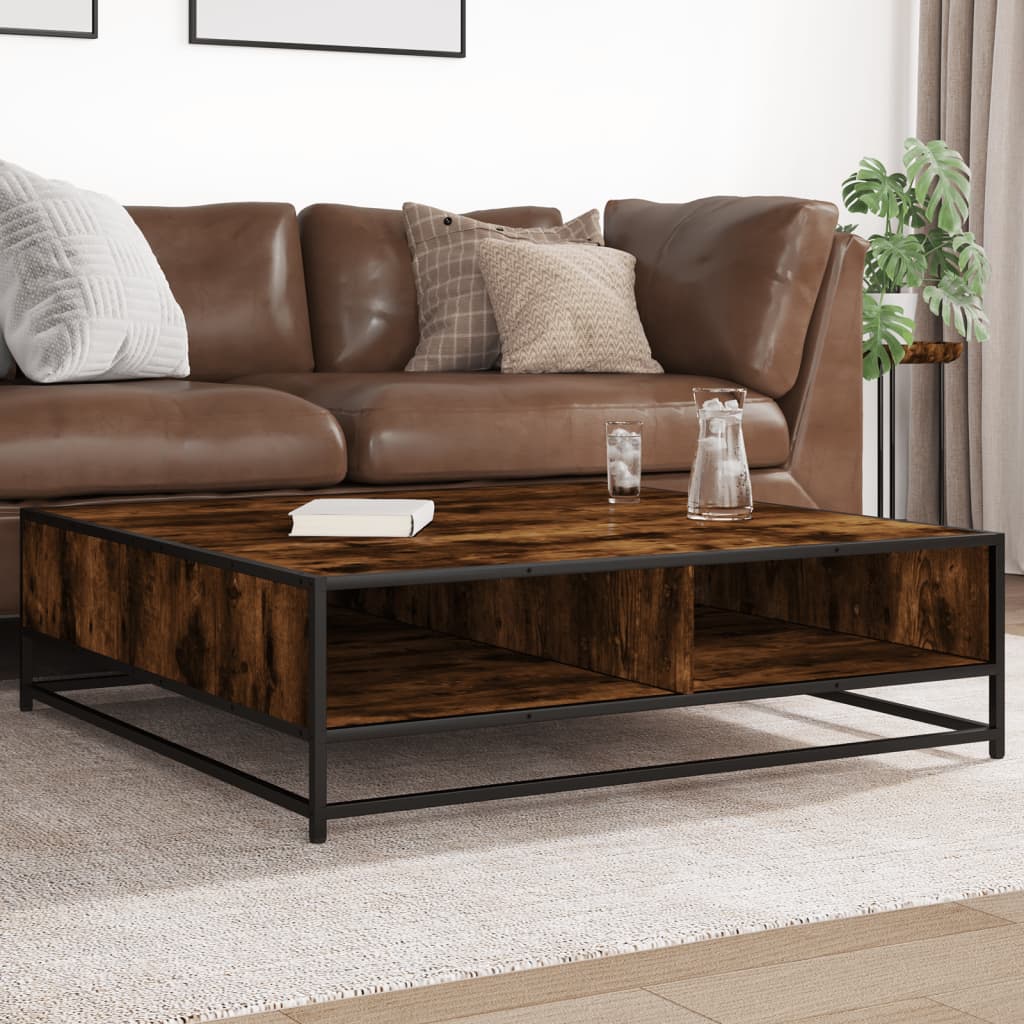Coffee Table Smoked Oak Engineered Wood And Metal