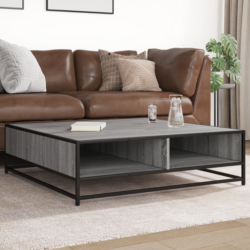 Coffee Table Smoked Oak Engineered Wood And Metal