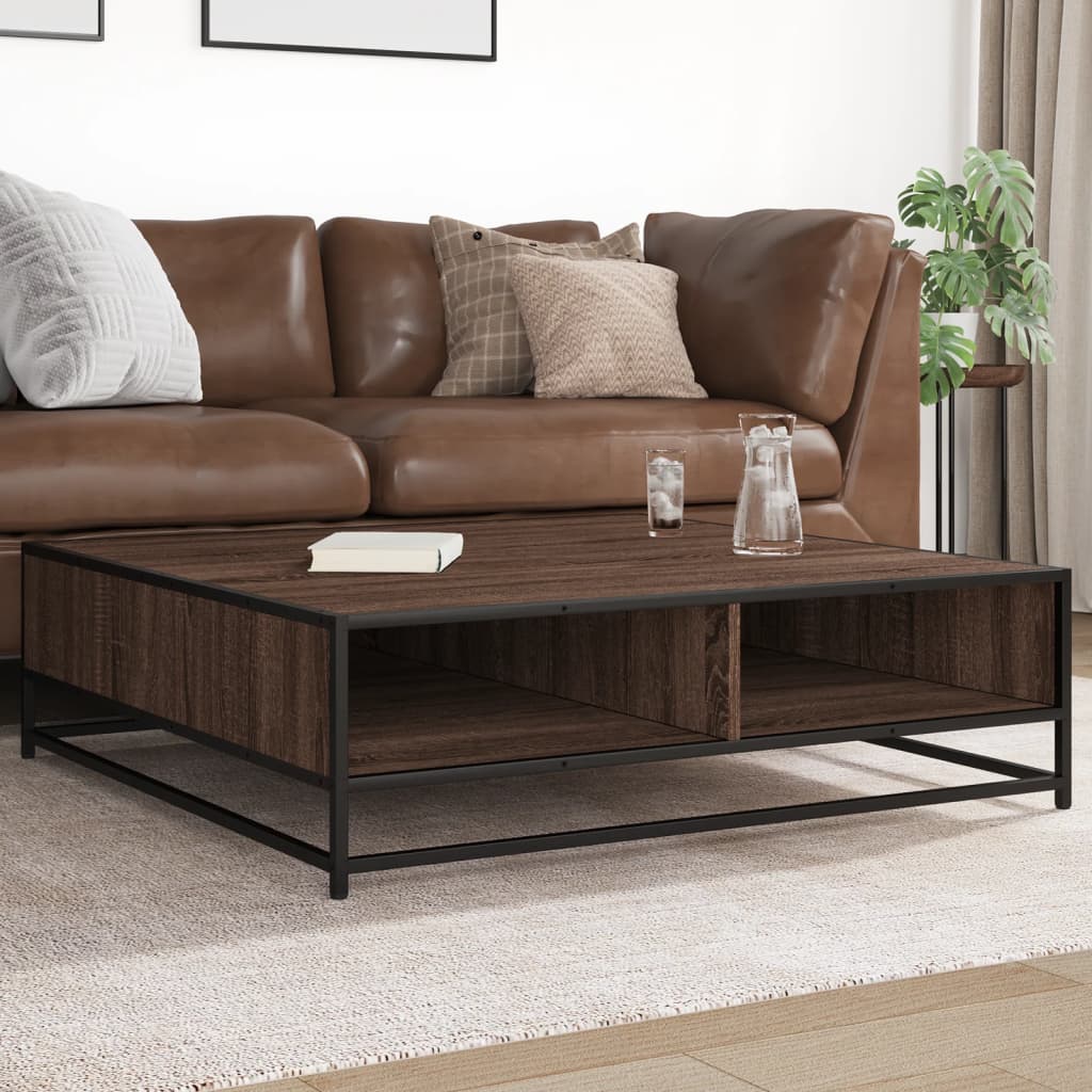 Coffee Table Smoked Oak Engineered Wood And Metal