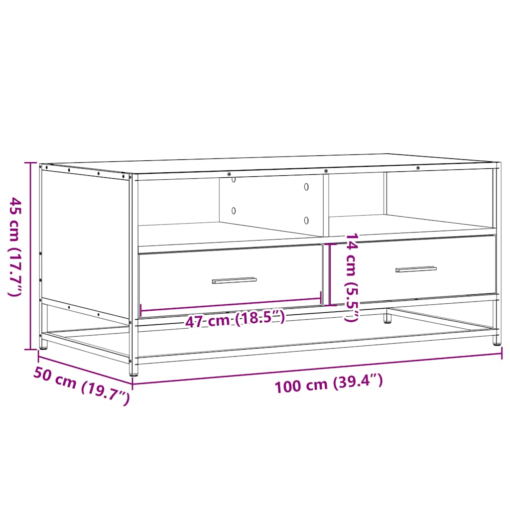 Coffee Table 100X50X45 Cm Engineered Wood And Metal