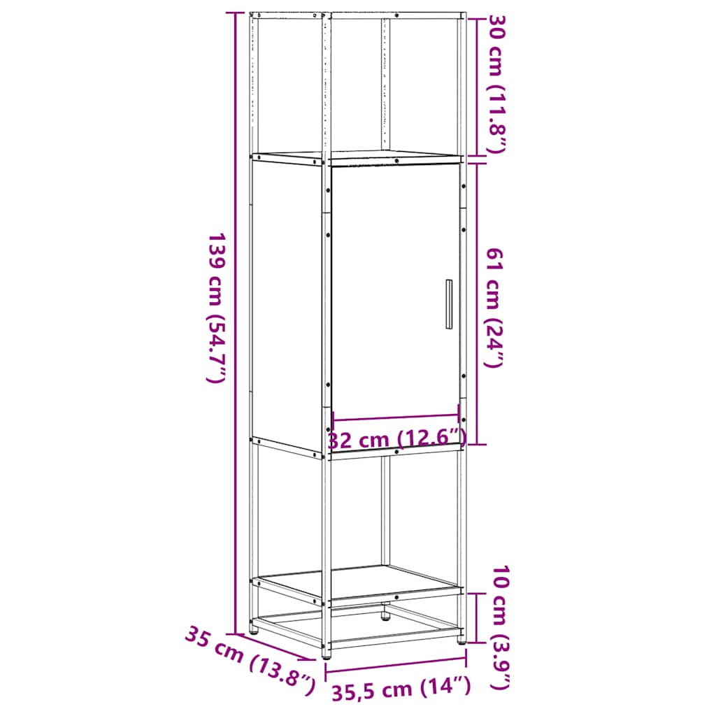 Highboard 35.5X35X139 Cm Engineered Wood And Metal